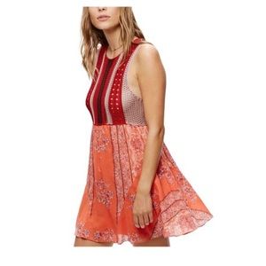 NWT Free People Katie’s Mini Dress Red Combo
